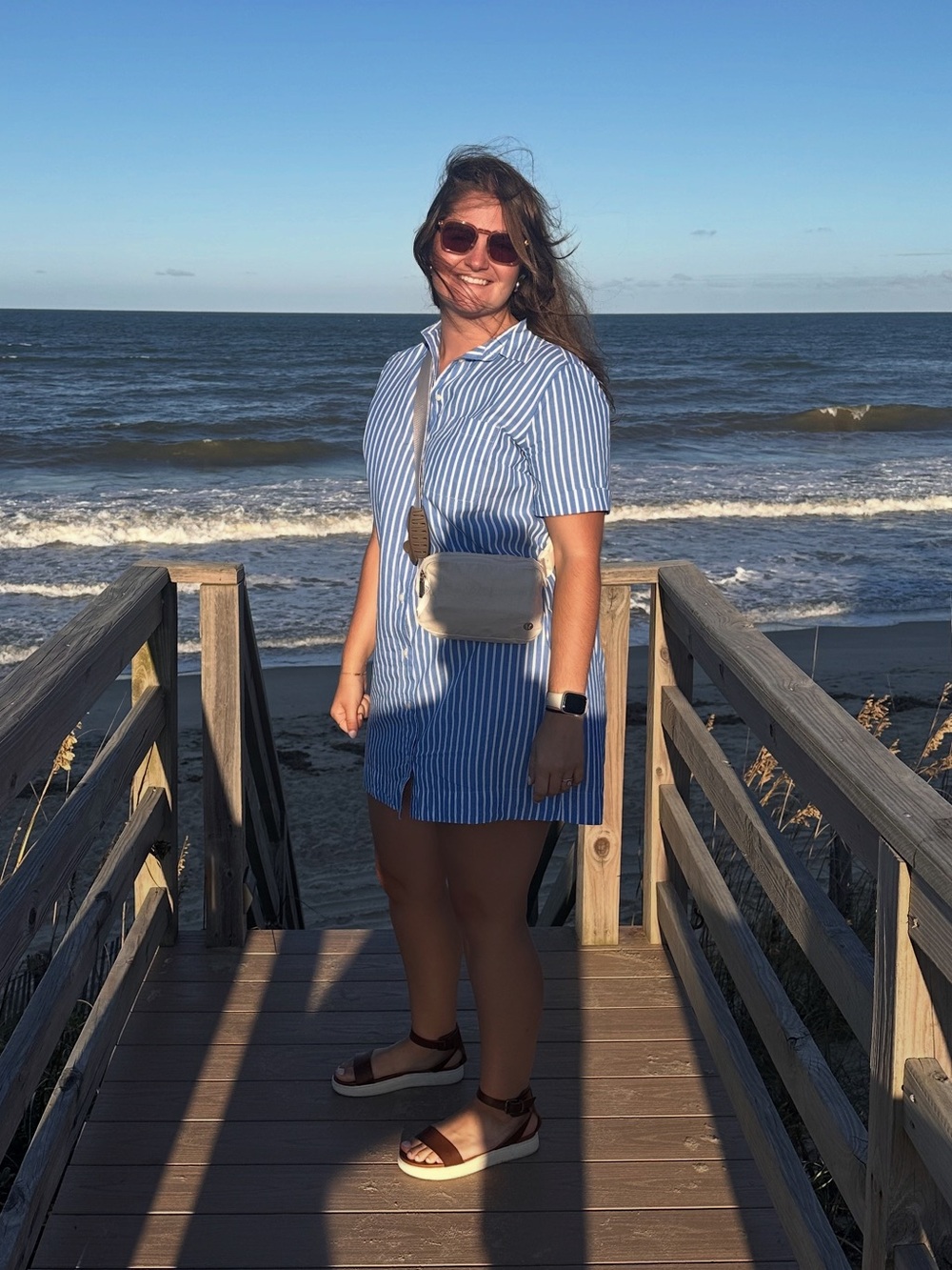 Blue Striped Button-Front Dress - Picture 2 of 2